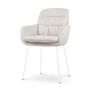 Nora-Mia eetkamerstoel beige - wit onderstel