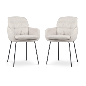 Nora-Mia eetkamerstoel beige - zwart onderstel - set van 2