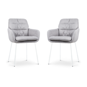 Nora-Mia eetkamerstoel grijs - wit onderstel - set van 2