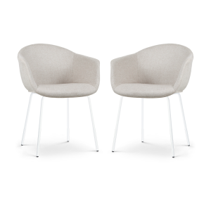 Nora-Otis eetkamerstoel beige - wit onderstel - set van 2