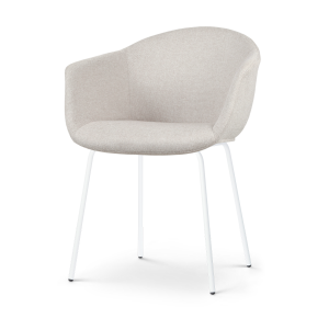 Nora-Otis eetkamerstoel beige - wit onderstel