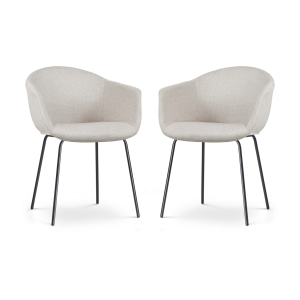 Nora-Otis eetkamerstoel beige - zwart onderstel - set van 2