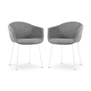 Nora-Otis eetkamerstoel donkergrijs - wit onderstel - set van 2