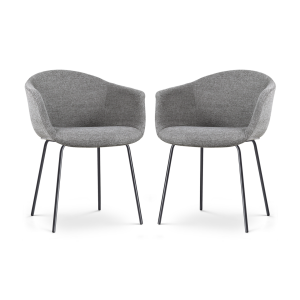 Nora-Otis eetkamerstoel donkergrijs - zwart onderstel - set van 2