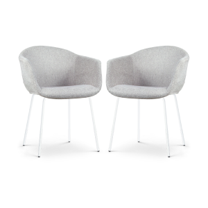Nora-Otis eetkamerstoel lichtgrijs - wit onderstel - set van 2