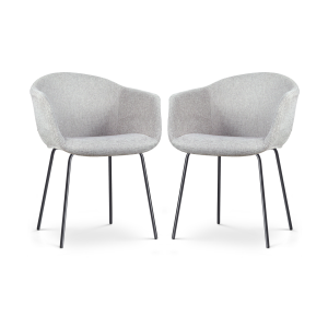 Nora-Otis eetkamerstoel lichtgrijs - zwart onderstel - set van 2