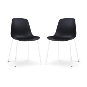 Nora-Pip eetkamerstoel zwart - wit onderstel - set van 2