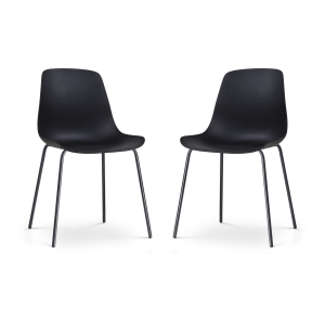 Nora-Pip eetkamerstoel zwart - zwart onderstel - set van 2