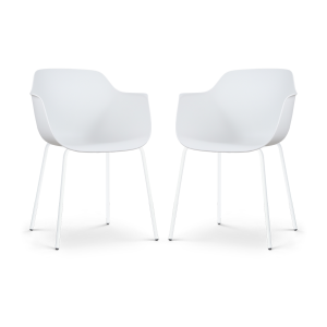 Nora-Puk eetkamerstoel wit - wit onderstel - set van 2