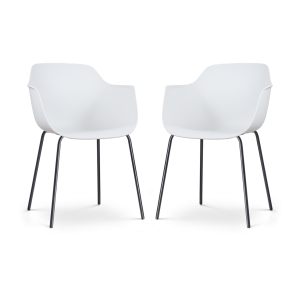 Nora-Puk eetkamerstoel wit - zwart onderstel - set van 2