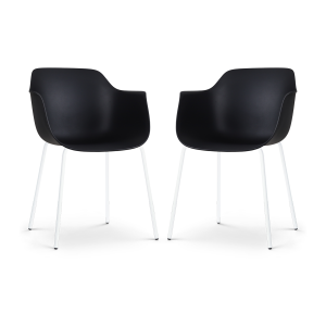 Nora-Puk eetkamerstoel zwart - wit onderstel - set van 2