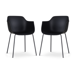Nora-Puk eetkamerstoel zwart - zwart onderstel - set van 2