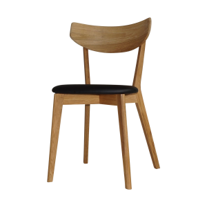 Ami eikenhouten eetkamerstoel naturel - met zwart zitkussen