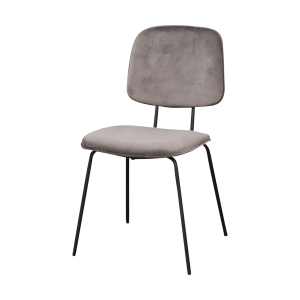 Baldwin eetkamerstoel velvet grijs - metalen onderstel