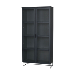 Everett houten vitrinekast zwart - 95 x 195 cm