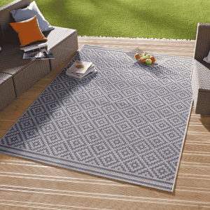 Buitenkleed Raute - Blauw Creme 150x80cm - - Dekbed-Discounter.nl
