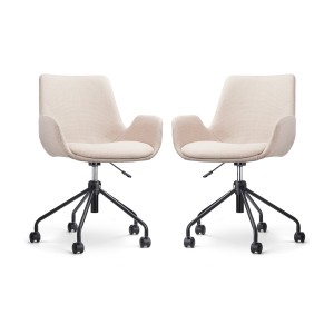Nout-Eef bureaustoel beige - zwart onderstel - set van 2