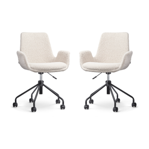 Nout-Eef bureaustoel bouclé beige - zwart onderstel - set van 2