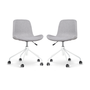 Nout-Fé bureaustoel lichtgrijs - wit onderstel - set van 2