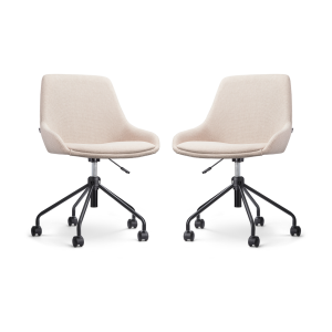 Nout-Isa bureaustoel beige - zwart onderstel - set van 2