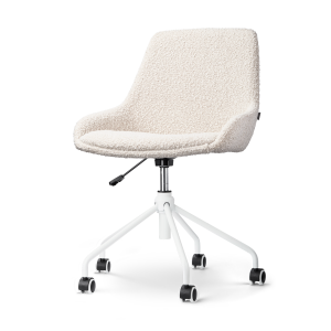 Nout-Isa bureaustoel bouclé beige - wit onderstel