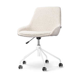 Nout-Isa bureaustoel bouclé beige - wit onderstel