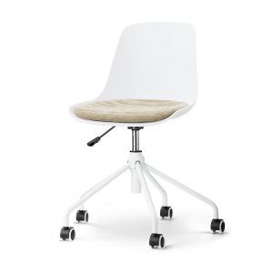 Nout-Liv eetkamerstoel wit met nougatbruin zitkussen - wit onderstel