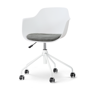 Nout-Liz eetkamerstoel wit met zeegrijs zitkussen - wit onderstel