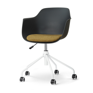 Nout-Liz eetkamerstoel zwart met mosgroen zitkussen - wit onderstel