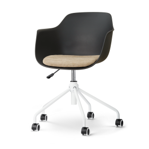 Nout-Liz eetkamerstoel zwart met nougatbruin zitkussen - wit onderstel