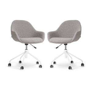 Nout-Mae bureaustoel bouclé taupe - wit onderstel - set van 2