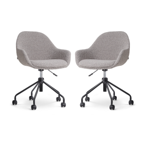 Nout-Mae bureaustoel bouclé taupe - zwart onderstel - set van 2