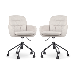 Nout-Mia bureaustoel beige - zwart onderstel - set van 2