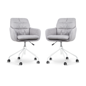 Nout-Mia bureaustoel grijs - wit onderstel - set van 2