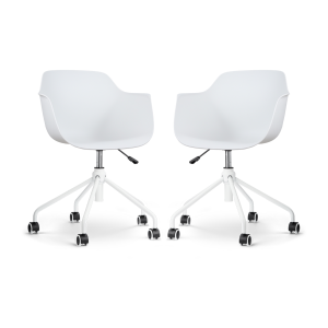 Nout-Puk bureaustoel wit - wit onderstel - set van 2