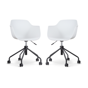 Nout-Puk bureaustoel wit - zwart onderstel - set van 2