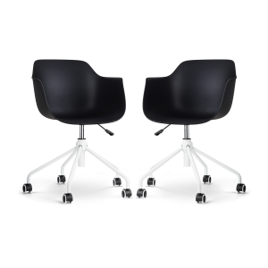 Nout-Puk bureaustoel zwart - wit onderstel - set van 2