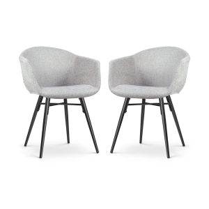 Nova-Otis eetkamerstoel lichtgrijs - zwart onderstel - set van 2