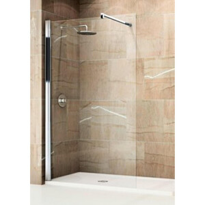 Novellini Giada inloopdouche H 88 90x195cm met muursteun 100cm mat-chroom profiel en helder glas giadah90-1b