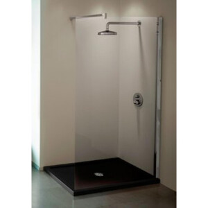 Novellini Kuadra vaste wand H voor inloopdouche Walk 2 107/110x200cm met muursteun 150cm chroom profiel en helder glas kuadh110-1k