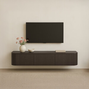 Livingfurn Hangend TV-meubel 'Novero' Eiken, 180cm, kleur Espresso