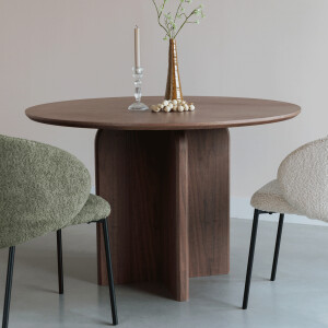 ZILT Ronde Eettafel 'Nhan' MDF, 120cm, kleur Walnoot