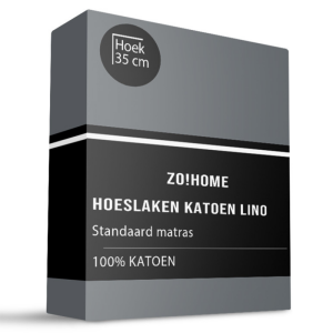 Hoeslaken Lino - Katoen - 160x200 cm - Antraciet - Zo!Home - Dekbed-Discounter.nl