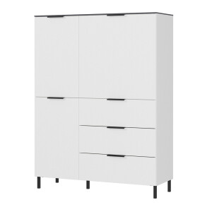 Opbergkast California 146 cm hoog in wit met marmer