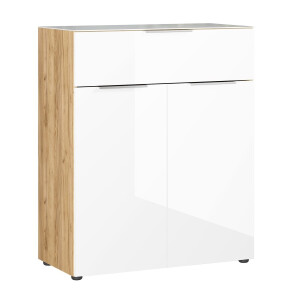 Opbergkast Oakland 102 cm hoog in wit met navarra eiken