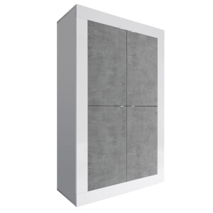 Opbergkast Basic 162 cm hoog wit met beton
