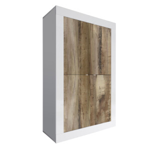 Opbergkast Basic 162 cm hoog wit met eiken