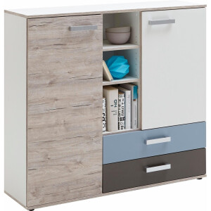 Opbergkast Nona 117 cm breed zand eiken met wit