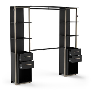 Open kledingkast Moon 210 cm breed zwart met eiken