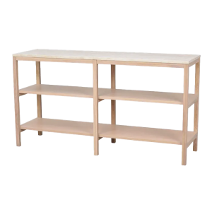 Orwel houten open kast met travertine blad - whitewash - 140 cm